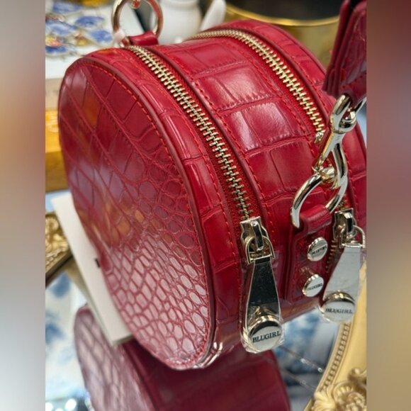 🆕 BLUGIRL 🧿 NWT Linea Rosso Red Croc Round Mini Purse, Logo Strap - Picture 6 of 15